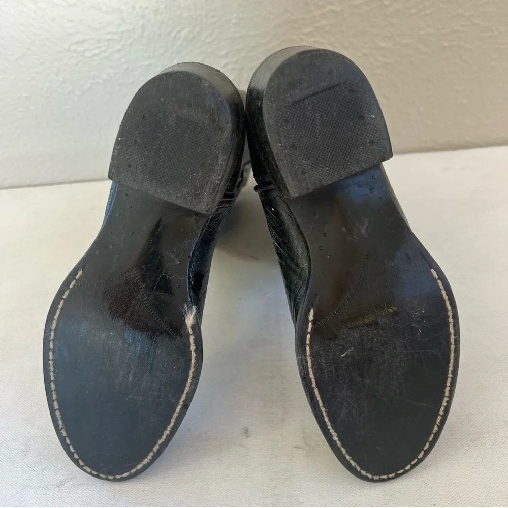 Old West black leather embroidered western boot